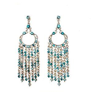 🆕 Aqua Crystal Multi Drop Satement Earring